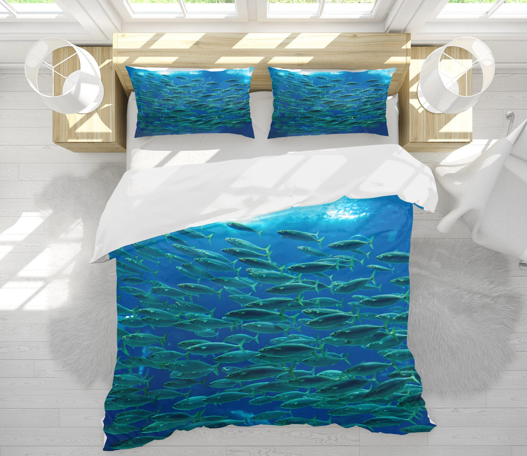 3D School Of Fish 21012 Quilt Cover Set Bedding Set Pillowcases Duvet Cover KING SINGLE DOUBLE QUEEN KING