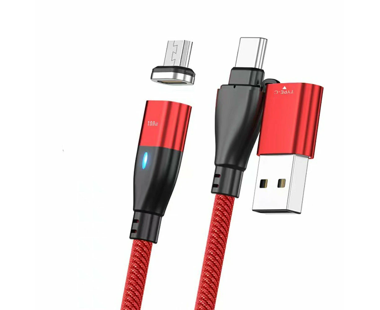 TEGAL USB & Type C 6 in 1 Dual Magnetic Fast Charging Cable 1m Red Micro USB