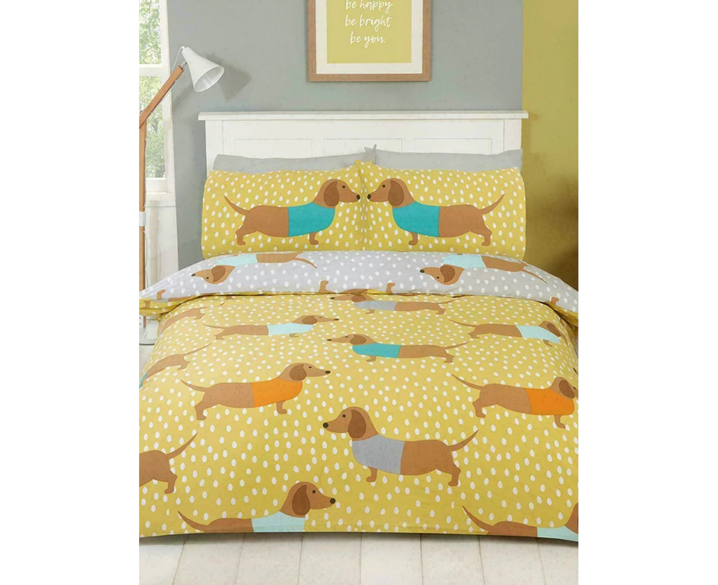 Dolly Dachshund Single Duvet Cover and Pillowcase Set