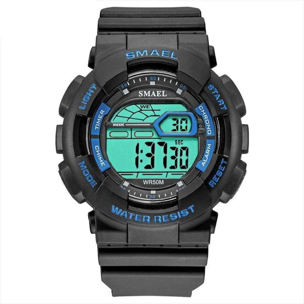 Led Digital 50M Waterproof Digital Watch For Men - Black