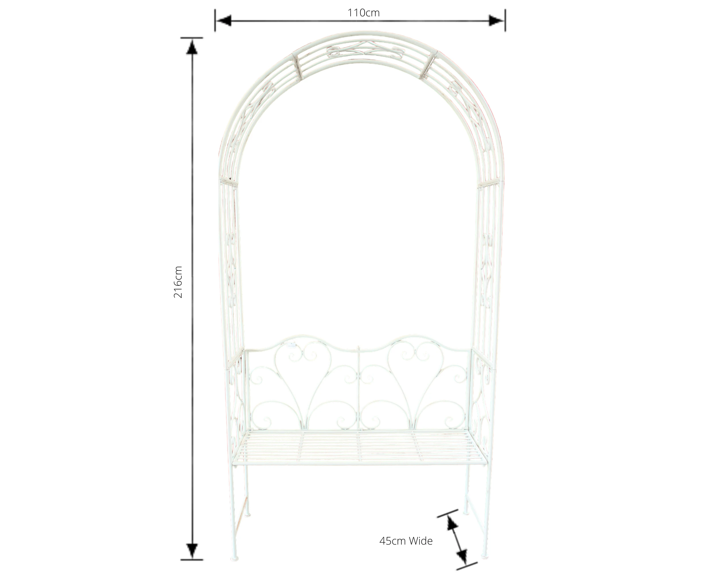 Garden Arch with Bench Seat, Cream, Sturdy