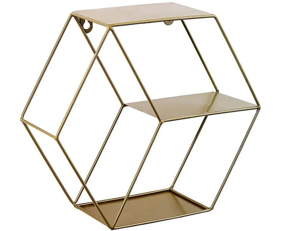 Hexagonal Floating Shelves Wall Mounted Metal Wire Shelves Fit Storage and Organizer Home Decor Wall Shelf