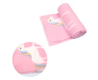 Funky Cute Polar Fleece Throw Rug Pink Unicorn 120x150 cm