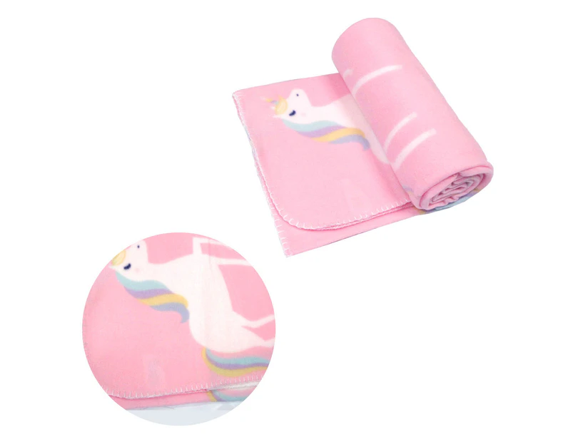 Funky Cute Polar Fleece Throw Rug Pink Unicorn 120x150 cm