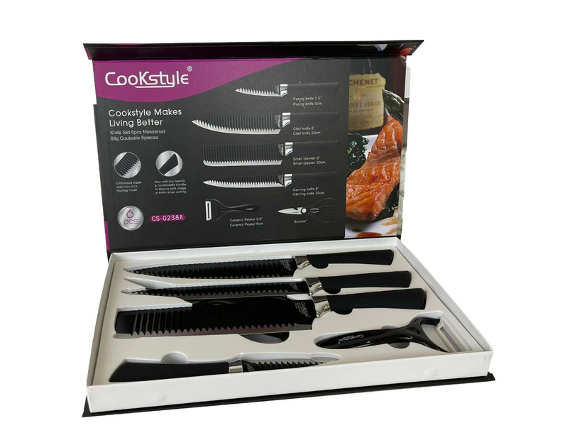 Kitchen Knife Set Cookstyle Chef Knives Stainless Steel Nonstick 6 pieces Scissor