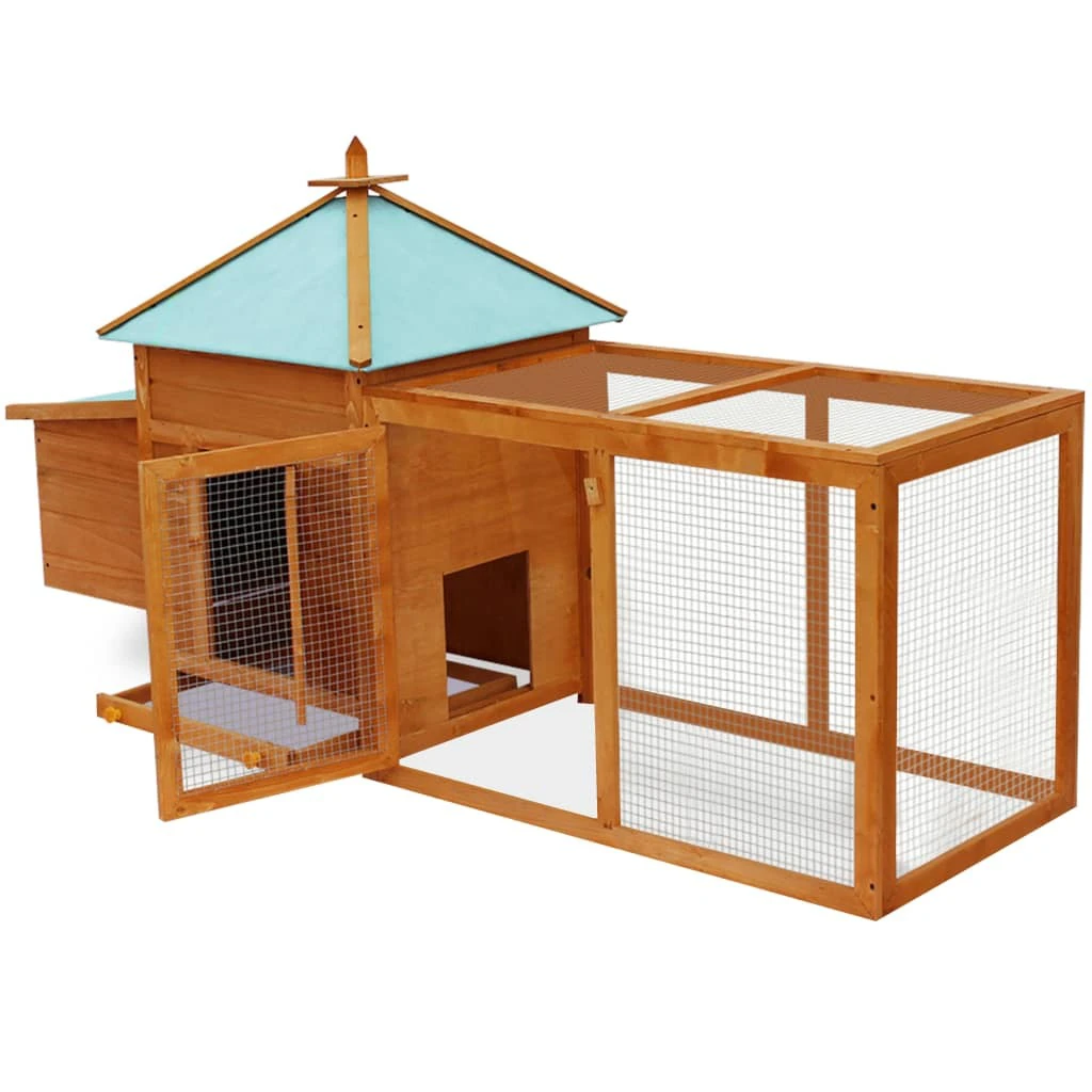 Deluxe Wooden Chicken Coop With Nesting Box And Run Hen Duck Cage Poultry House 190x72x102cm