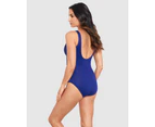Miraclesuit Swim Women's Rock Solid Revele Crossover Shaping Swimsuit in Azul Blue
