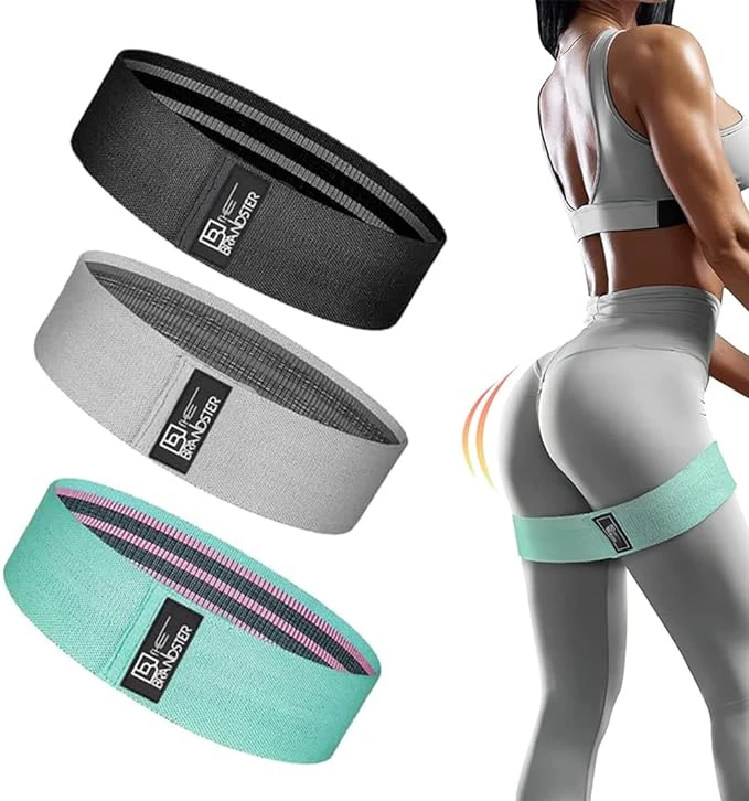 3 Pack Anti-Slip Fabric Stretch Workout Resistance Bands Set for Booty and Legs