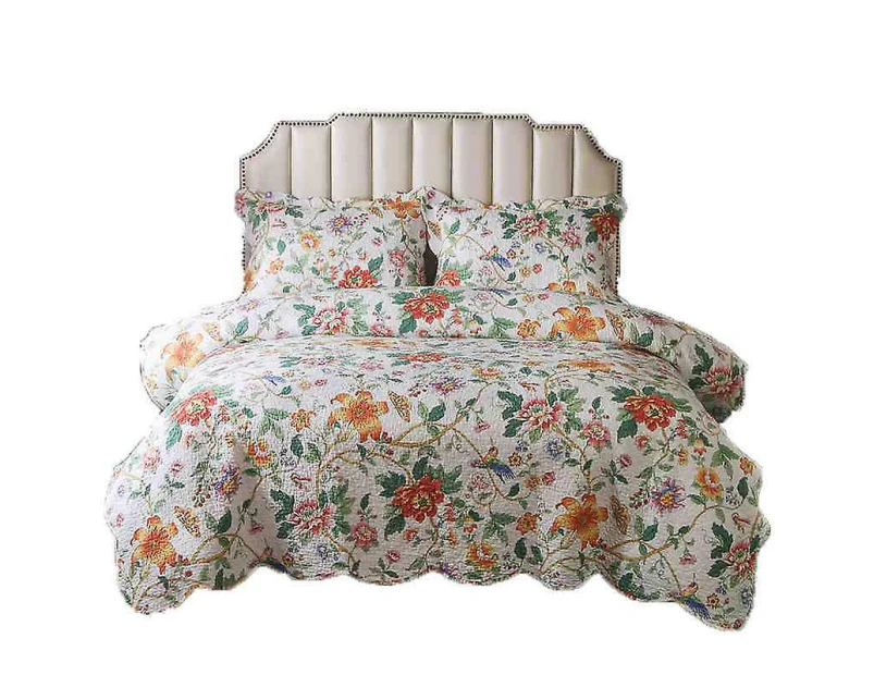 3 Piece floral quilt bedding set for bed quilt bedspread soft lightweight coverlet summer bed（1 quilt plus 2 pillowcase）