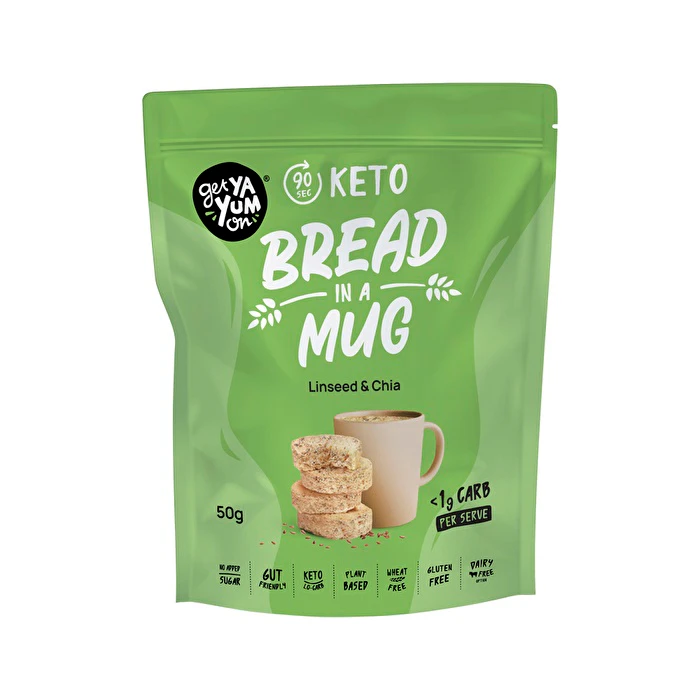 Get Ya Yum On (90 sec Keto) Bread In A Mug Linseed & Chia 50g