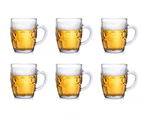 6x Clear Dimple Glass Beer Mug Drinking Party Beverage Handle Stein Cup 560ml
