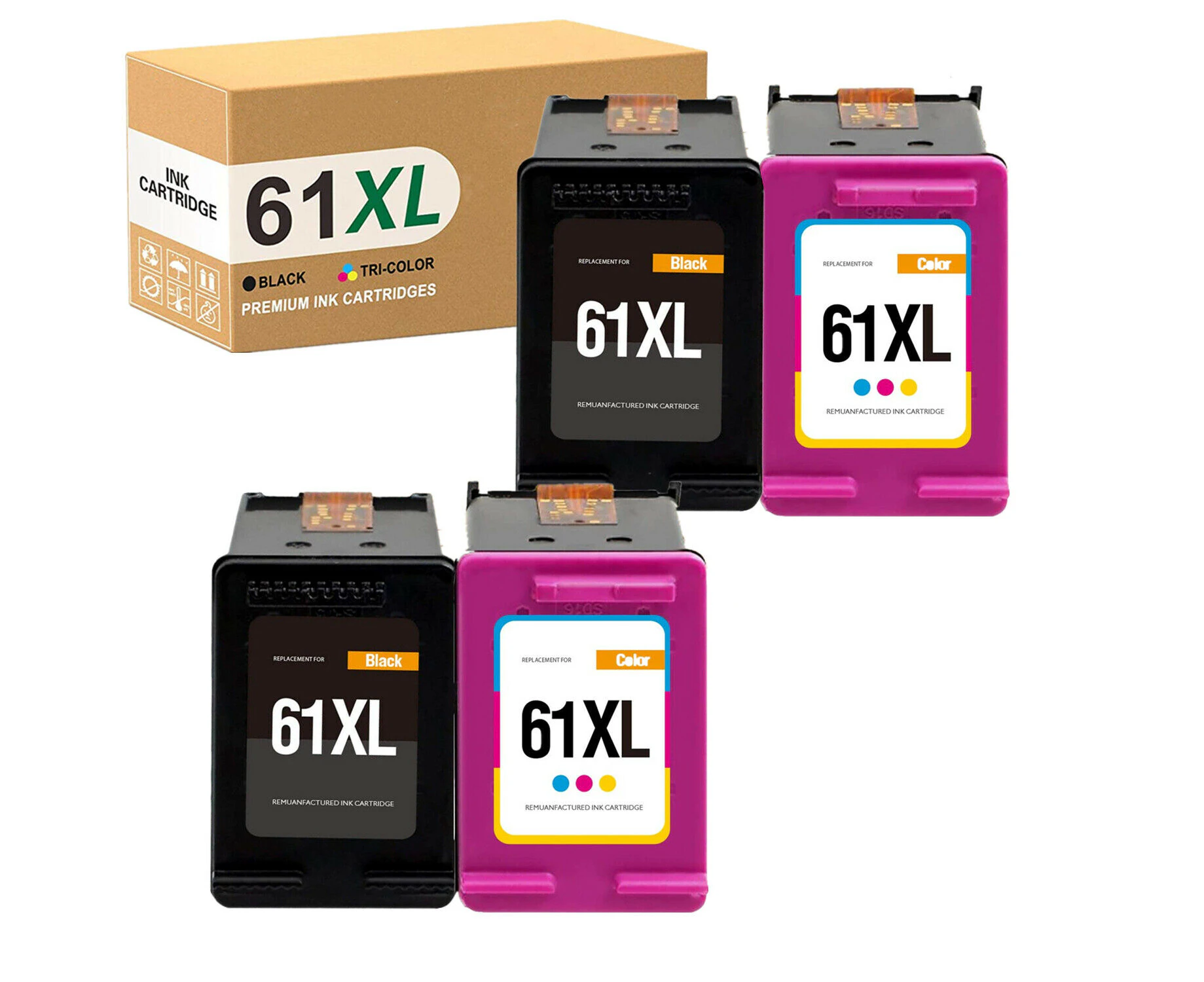 (2 black 2 color)Ink Cartridge 61XL for HP Officejet 2620 4630 Deskjet 1000 1050 1510 2000 2050