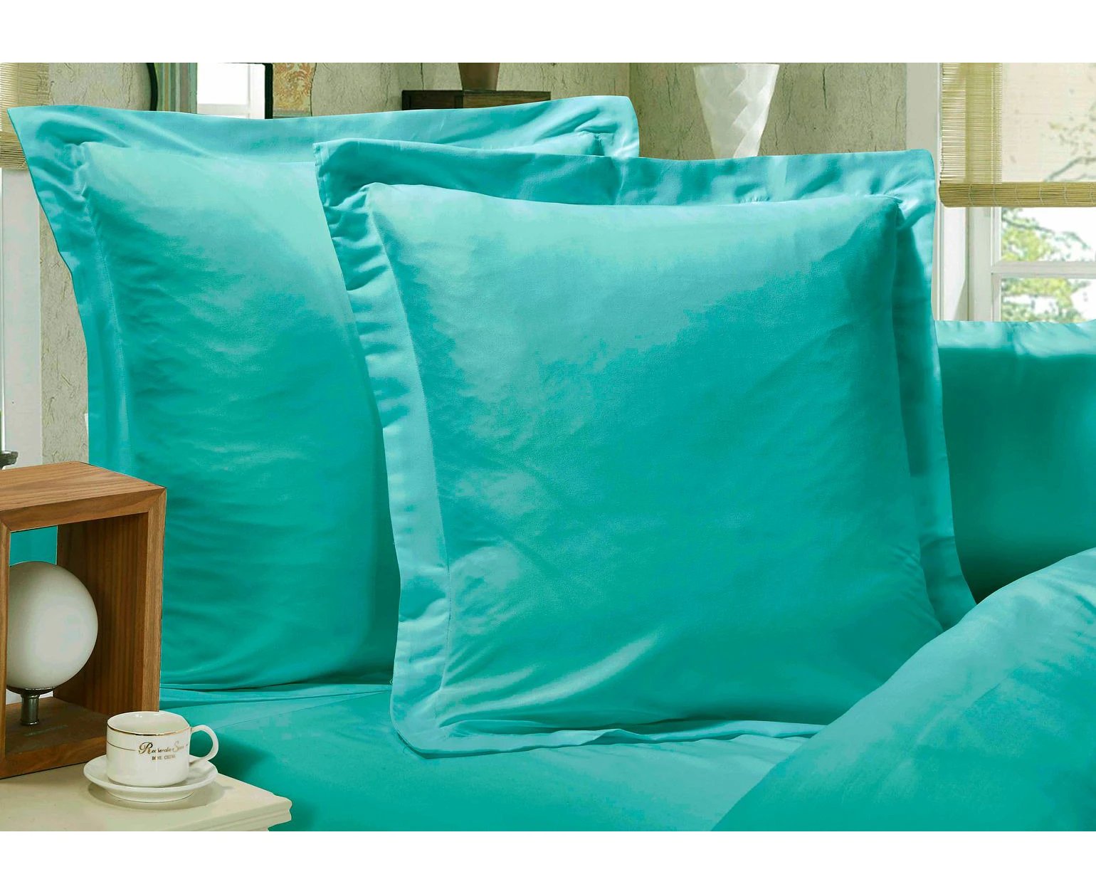 1000TC Premium Ultra Soft European Pillowcases 2-Pack Teal