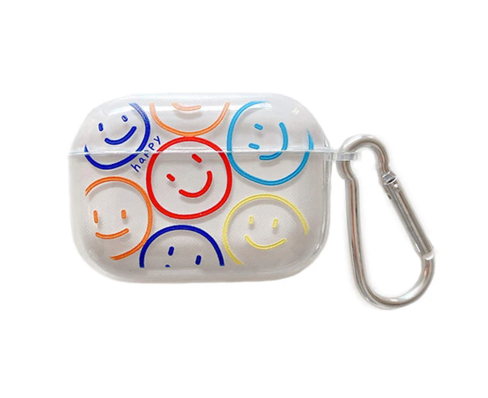 Momax Airpods TPU Case Cover Cute Smiley Clear with Keychain for Airpods Pro/3 Charging Case