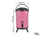 SOGA 2X 14L Stainless Steel Insulated Milk Tea Barrel Hot and Cold Beverage Dispenser Container with Faucet Pink