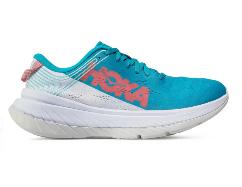 Hoka One Womens Carbon X Running Shoes Sneakers Runners - Blue/Beige