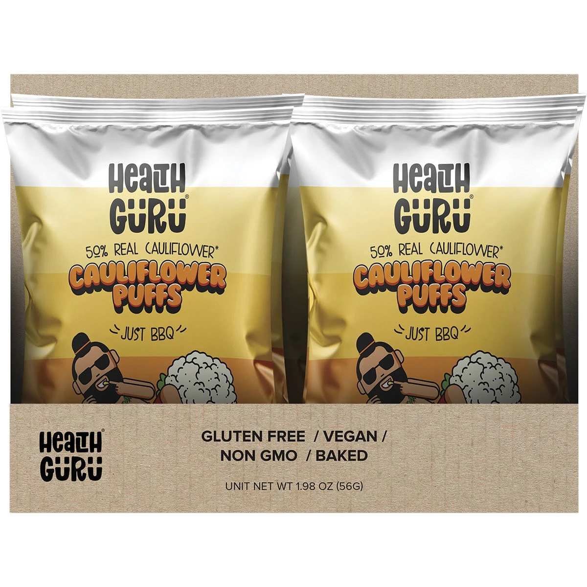 Health Guru Cauliflower Puffs Just BBQ 56g 12PK