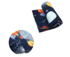 Funky Cute Polar Fleece Throw Rug Navy Planet Space 120x150 cm