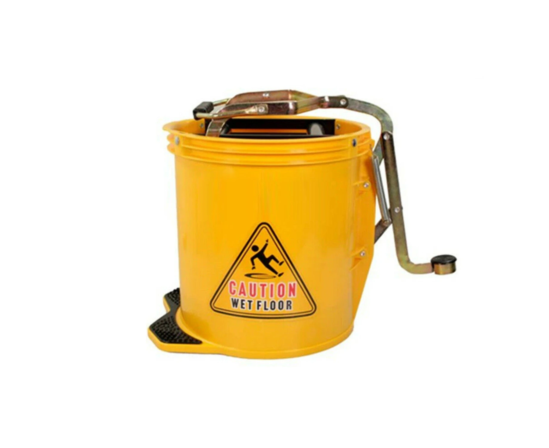 15L Mop Wringer Bucket Commercial Heavy Duty Buckets Home Cleaning - Yellow