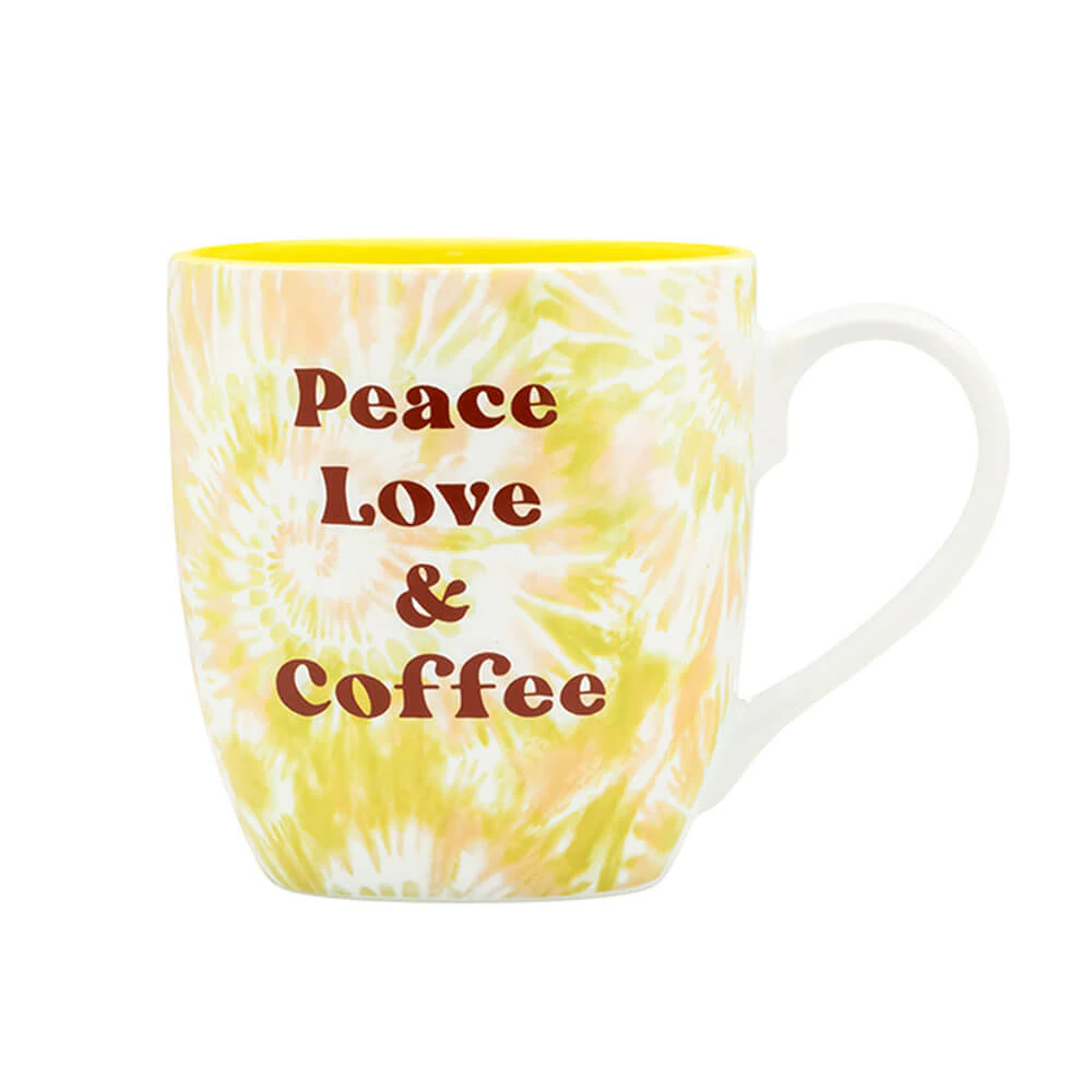 Blurred - Tie Dye Mug: Peace Love & Coffee - New Bone China - Novelty Drinkware