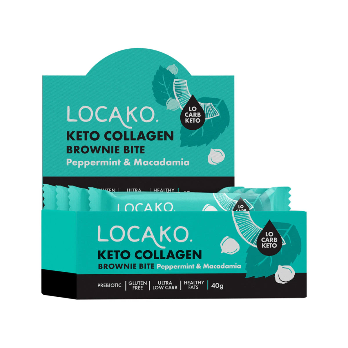 Locako Keto Collagen Brownie Bite Peppermint & Macadamia 40g(Pack of 15)