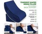 4 Pcs Wedge Pillow Set Bed Cushion Memory Foam Head and Back Support Adjustable Navy Blue