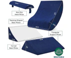 4 Pcs Wedge Pillow Set Bed Cushion Memory Foam Head and Back Support Adjustable Navy Blue