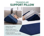 4 Pcs Wedge Pillow Set Bed Cushion Memory Foam Head and Back Support Adjustable Navy Blue