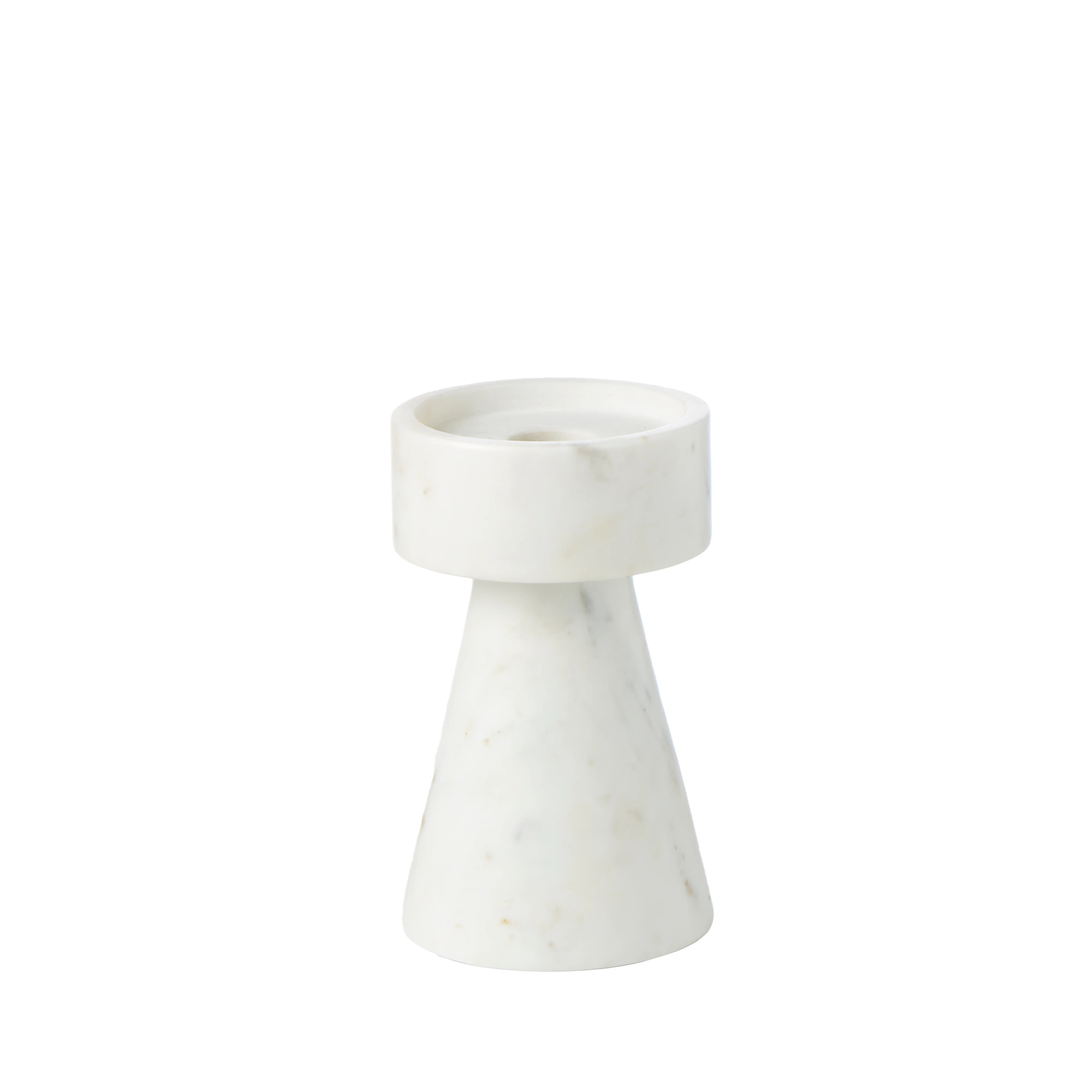 Amalfi Blythe Candle Holder Marble Taper Pillar Candle Stand Candle Stick Holder 15cm - White