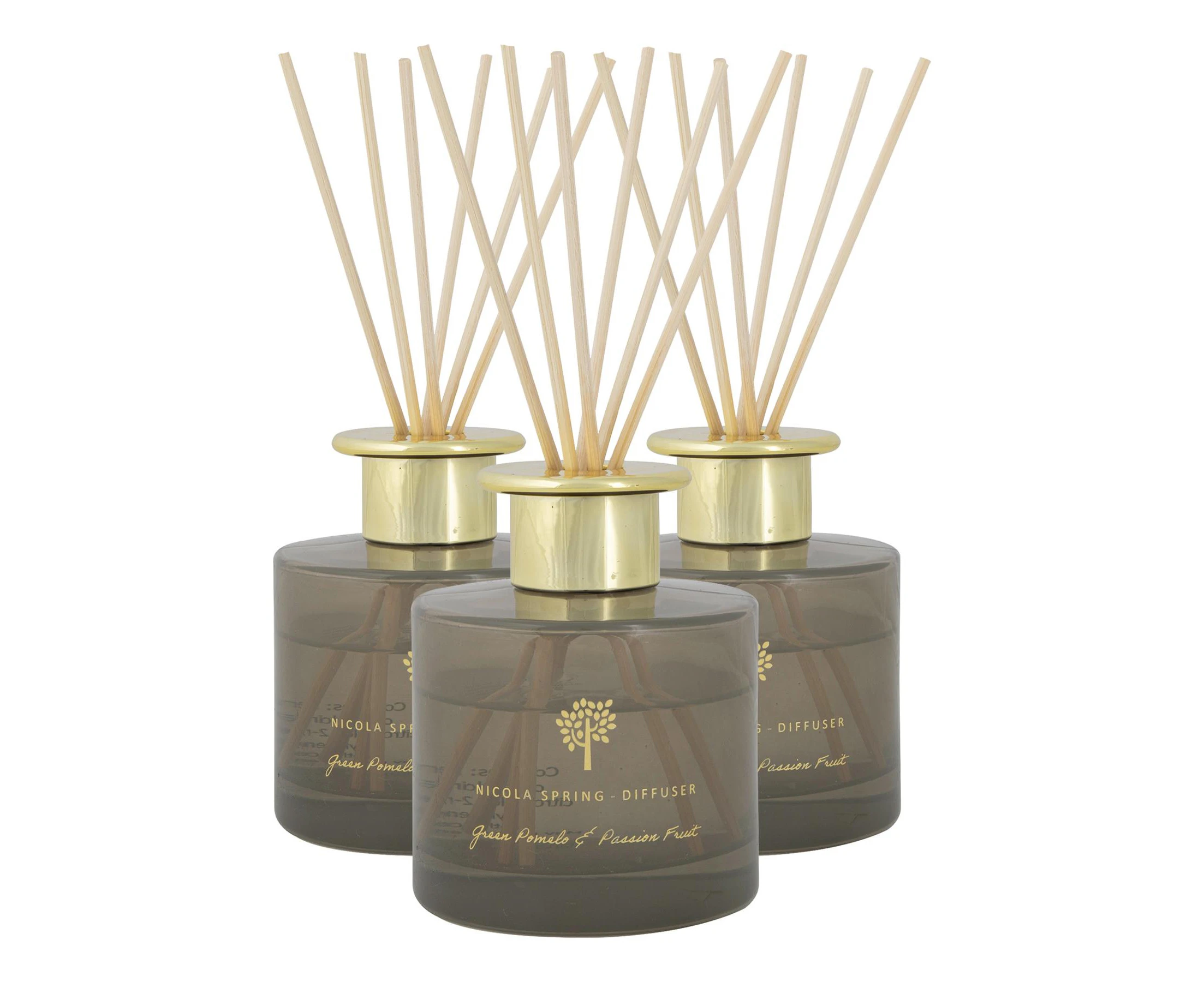 Nicola Spring Scented Reed Diffusers - 200ml - Green Pomelo & Passion Fruit - Pack of 3