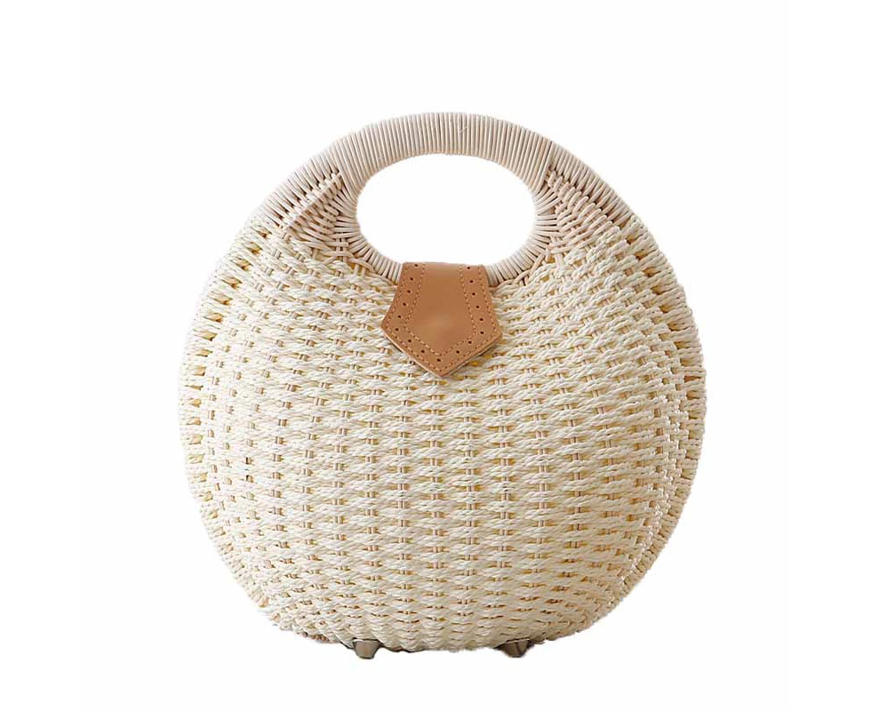 Nevenka Women Shell Shape Straw Bag Woven Beach Handbags-White