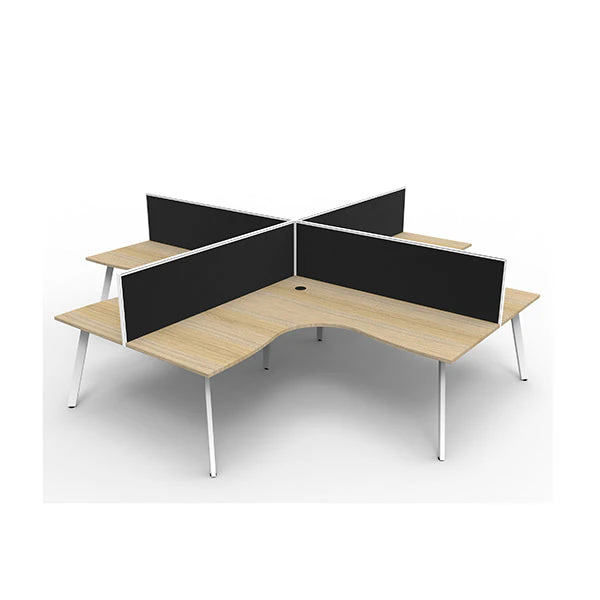 Eternal 4Person Corner Workstation W Screens 3630X3630X1200Mm Oak Wte - Assembled Delivery