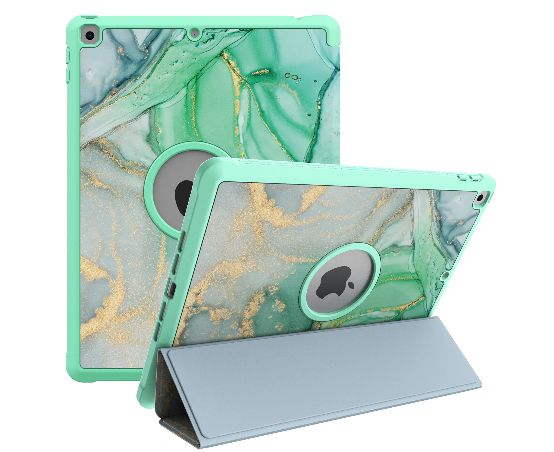 GWL Soft TPU Protective Stand Back Cover for iPad 10.2 Inch-Green