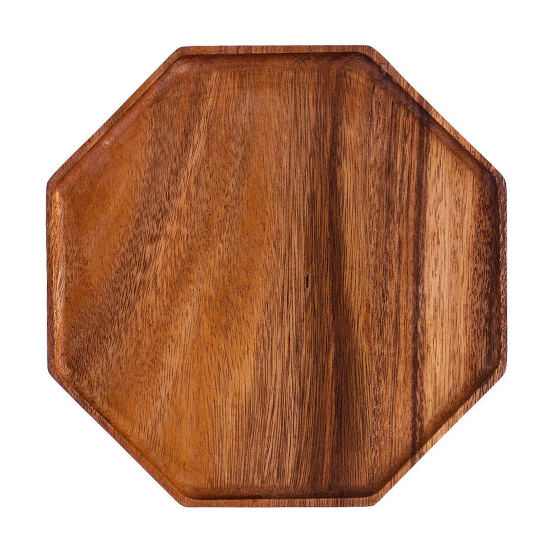 SOGA 25cm Octagon Wooden Acacia Food Serving Tray Charcuterie Board Centerpiece  Home Decor