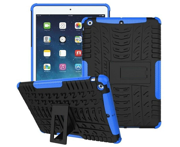 For Apple iPad 5th Gen Case, 5 Generation 9.7 2017 Case, Kickstand Shockproof Heavy Duty Tough Protective Rugged Cover (Blue)