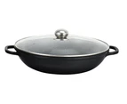 The House of Florence Black 32cm Wok with Glass Lid