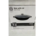 The House of Florence Black 32cm Wok with Glass Lid