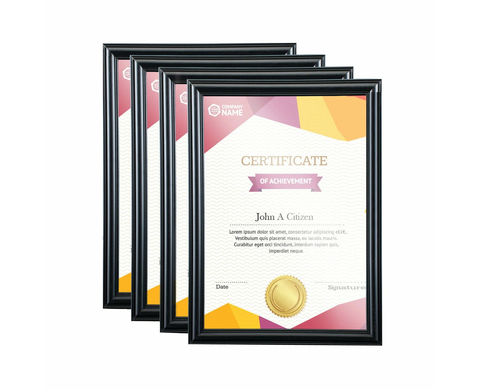 4PCE A4 Document & Certificate Frame Matte Black Bevel Edges