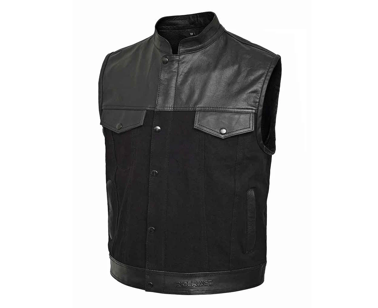 RIDERACT® Motorcycle Leather Vest K2 Denim Leather Motorbike Vest Motorbike Waistcoat for Men