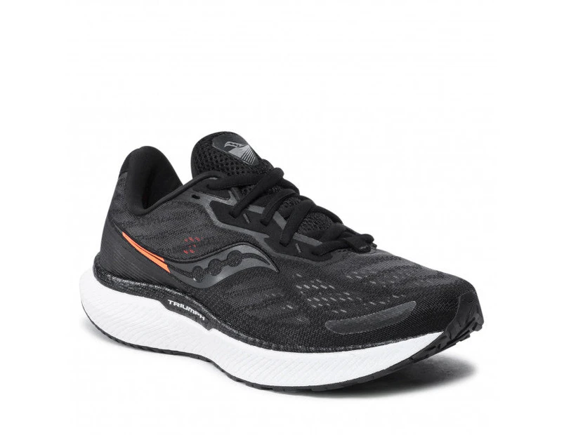 Mens Saucony Triumph 19 - Running Shoes Black/White - Black / White