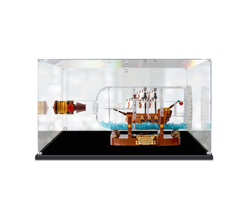 Acrylic Display Case for LEGO 21313 Ideas Ship in a Bottle 92177 Figure Storage Box Dust Proof Glue Free