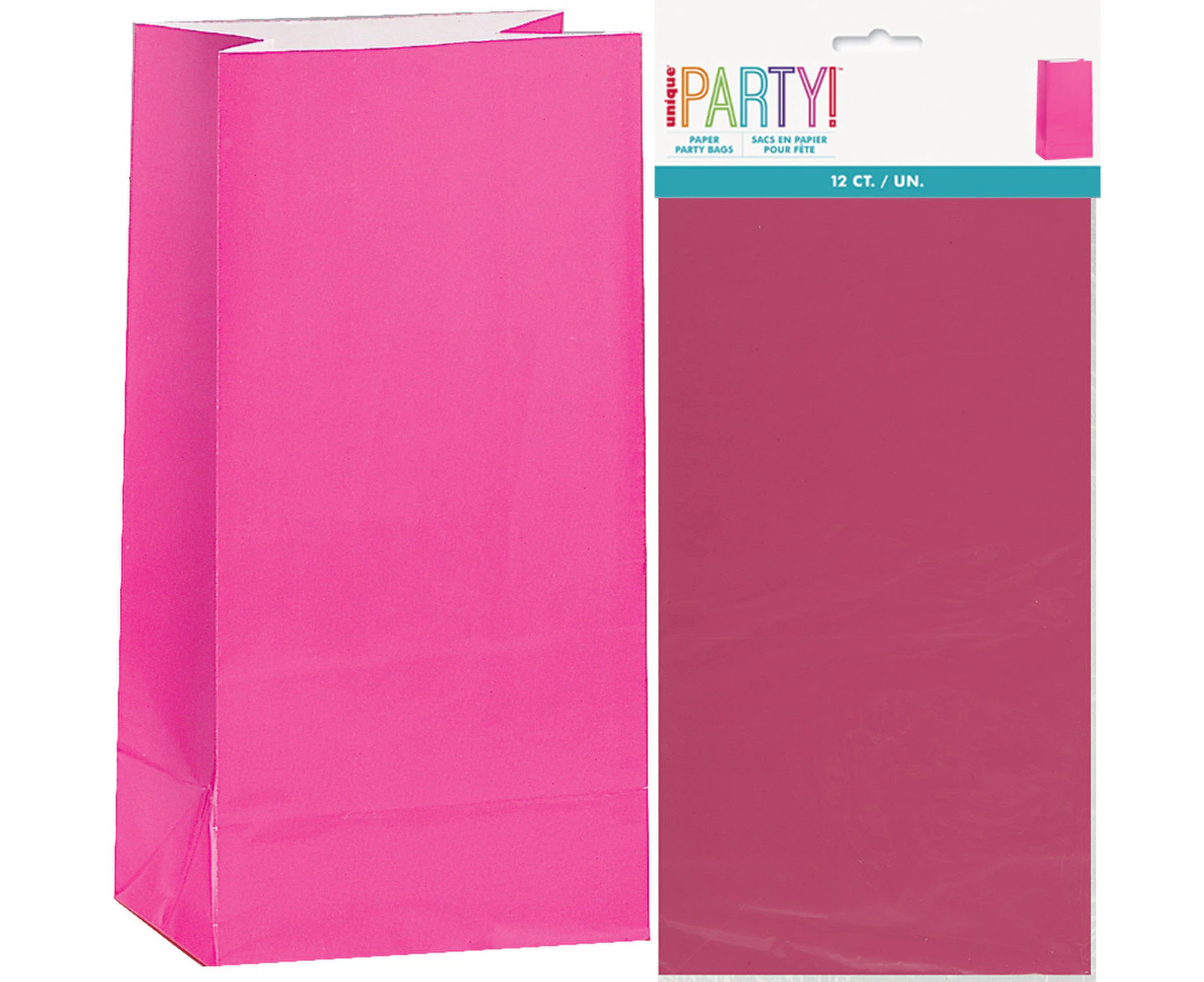 12 Paper Bags Treat Loot Lolly Wedding Birthday Party Favours Gift Bag Favor Hot Pink