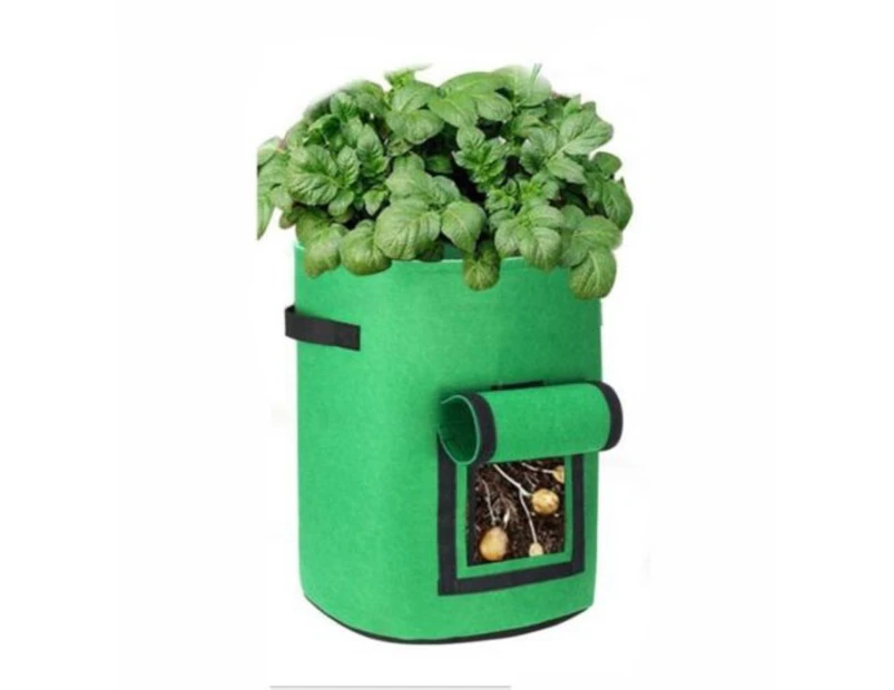Potato Grow Planter Container Bag Pouch Root Plant Growing Pot Side Window - Green