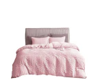 All Size Seersucker Style Quilt Duvet Doona Cover Set Bedding - Blush
