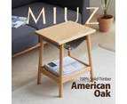 MIUZ Oakwood Small Side End Table for Living Room Bedroom Decor with Magazine Holder