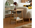 MIUZ Oakwood Small Side End Table for Living Room Bedroom Decor with Magazine Holder