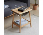 MIUZ Oakwood Small Side End Table for Living Room Bedroom Decor with Magazine Holder