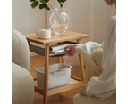 MIUZ Oakwood Small Side End Table for Living Room Bedroom Decor with Magazine Holder