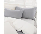 Solid Soft Doona Duvet Quilt Cover Bed Set Double Queen King Size Pillow Case - Grey and Cream