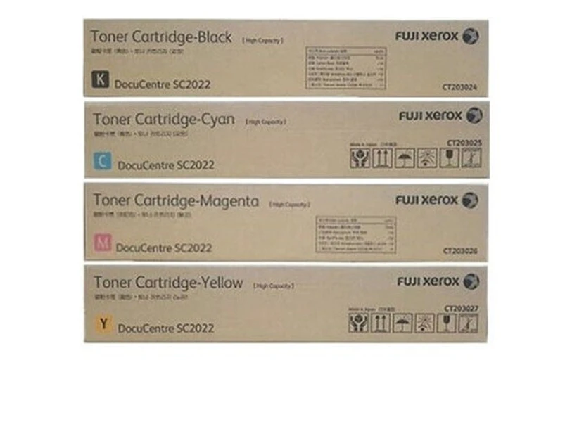 4 Pack Fuji Xerox DocuCentre SC2022 Original Toner Cartridge Combo CT203024 - CT203027 [1BK,1C,1M,1Y]